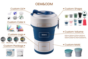 Collapsible Silicone Travel <b>Cup</b> with Straw Foldable Coffee Mug BPA Free Reusable Portable Water <b>Cup</b> Custom Logo - Product Image 2