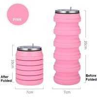 Bouteille d'eau sport pliable en silicone de 480 ml en forme de canette de soda, design rétractable, anti-fuite, réutilisable, écologique pour l'extérieur