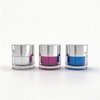 Pot cosmétique en plastique acrylique à double paroi de 50 ml avec couvercle à vis pour crème pour les yeux et crème pour le visage