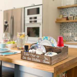 Assiette <span class=keywords><strong>en</strong></span> papier Porte-boîte <span class=keywords><strong>en</strong></span> <span class=keywords><strong>bois</strong></span> de <span class=keywords><strong>sapin</strong></span> rustique Caddy pour comptoir de cuisine Assiette <span class=keywords><strong>en</strong></span> papier <span class=keywords><strong>en</strong></span> <span class=keywords><strong>bois</strong></span> Organisateur Porte-ustensiles Boîte - Product Image 5