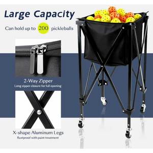 Léger Portable Pliant Multi Ball Baseball Pickleball <span class=keywords><strong>Padel</strong></span> Tennis Ball Rack Collector Panier avec 4 Roues - Product Image 3