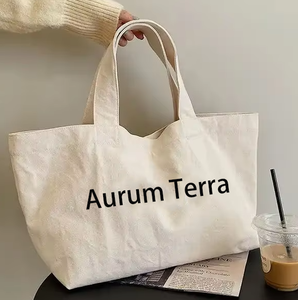 Bolsa de Mano Personalizada de Alta Calidad al por Mayor, Bolsa de Mano de Algodón, Bolsa de Compras Reutilizable, Blanca - Product Image 1