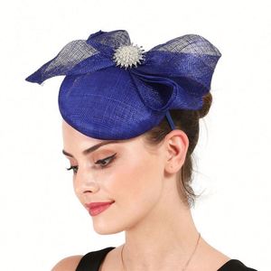 Sombrero Fascinador Retro de Cáñamo Estilo Moda al por Mayor para Pasarela, Accesorios Nupciales para el Cabello, Vestido de Noche y Boda - Product Image 4