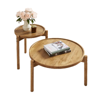 Table basse 2 pièces en bois massif, petite table basse ronde, Boho, table gigogne robuste à 3 pieds