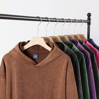 Hiver Cross-border 450g 100% Fibre Lavée et Brossée Sweat à Capuche Homme Motif Uni Strass Effet Vieilli