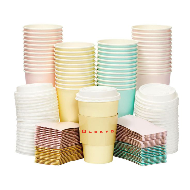 LOKYO Custom Logo Craft Paper Disposable Biodegradable 20 oz 8 oz Single Wall Wine Tequila Coffee Paper Cups
