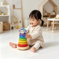 Jouet d'empilage d'animaux arc-en-ciel en bois intelligent, en promotion