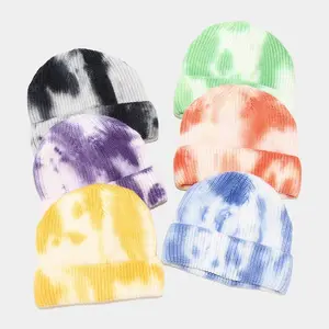 Hot sale Unisex tie dye Winter Short skully hat winter/beenies winter hat