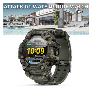 ساعة ذكية ATTACK GT للجنسين، مقاومة للماء IP68، متوافقة مع أندرويد، مع بوصلة ومصباح يدوي وتتبع النوم، مناسبة للجري والسباحة والتدريب - Product Image 2