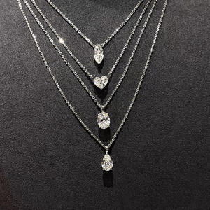 Collar de Moda para Mujer, con Moissanita de Corte Marquesa de 1ct 2ct, VVS, Certificado GRA, Plata de Ley, Chapado en Rodio, Antialérgico, Venta al por Mayor - Product Image 1