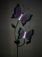 Lampe solaire à LED pour jardin, double papillon violet, décoration extérieure