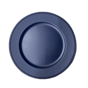 Vente en gros 13 pouces napperons de décoration élégants assiettes en plastique bleu royal pour banquet mariage