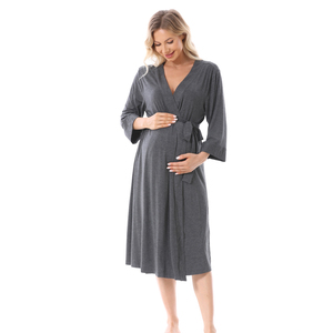 <strong>Maternity</strong> <strong>Pajamas</strong> Pregnant Women Lounge Wear Breastfeeding Wrap Dress <strong>Hospital</strong> Nursing Robe Plus Size Soft Fabric - Product Image 4
