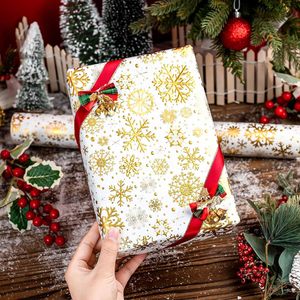 Yarcony Christmas Wrapping Paper 46.8 Sq Ft Roll Gold Snowflakes Gift <b>Wrap</b> Recyclable Double Side - Product Image 5