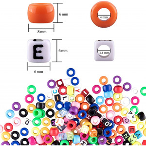 Kit de perles acryliques en forme de lettres et de perles tonneau avec cordon élastique, ciseaux et aiguille pour la fabrication de bracelets DIY et fournitures d'artisanat - Product Image 5