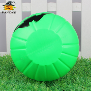 Cubo de Calabaza Fankasi, Decoración de Halloween de Plástico Verde, Contenedor de Dulces para Exteriores - Product Image 3