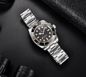 Montre automatique <span class=keywords><strong>STEELDIVE</strong></span> SD1958V de la marque <span class=keywords><strong>Steeldive</strong></span>, cadran noir vintage, luminescent, mouvement NH35, résistante à l'eau jusqu'à 200 m, montre de plongée - Product Image 1