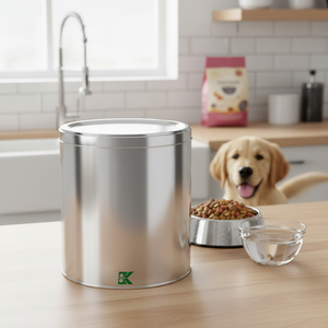 Boîte en métal pour aliments pour animaux de compagnie Kontensan, cylindre, 4 litres, modèle L420, fabrication turque, 175xH180mm - Product Image 3