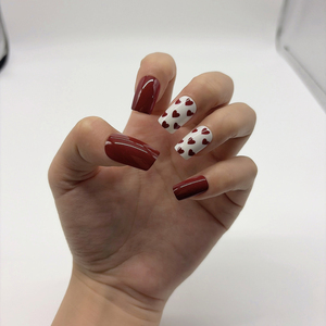 <span class=keywords><strong>Uñas</strong></span> Postizas de San Valentín, <span class=keywords><strong>Uñas</strong></span> Acrílicas Reutilizables con Diseño de Corazón Rojo y Blanco Brillante, para Fiestas y Uso Diario - Product Image 2