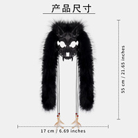 Masque de renard viking en fausse fourrure en gros, accessoire de costume de loup-garou, masque animalier pour Halloween, carnaval et fêtes à thème