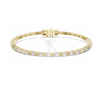KRUP JEWELS Modèle KJB 12 Bracelet barre en or massif 14K unisexe de luxe, serti de diamants de laboratoire taille baguette East West 4,00 x 2,00 mm