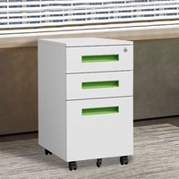 Meuble de rangement mobile sous bureau, moderne et minimaliste, en acier, avec trois tiroirs, petit meuble métallique verrouillable pour bureau