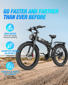 Bicicleta eléctrica plegable de 26 pulgadas y 21 velocidades con batería de litio de 48V20AH, freno de disco hidráulico, bicicleta eléctrica plegable para adultos. - Product Image 2