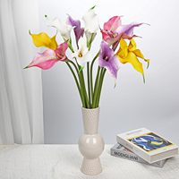 Fleurs artificielles Calla Lily colorées à longue tige, pour grand vase, en PU durable, faites à la main, bouquet de mariage moderne, Noël, Pâques