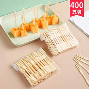 ส้อมผลไม้ไม้ไผ่ 400 ชิ้น แพ็คสำหรับเสียบขนมหวาน อุปกรณ์เสิร์ฟผลไม้และเค้ก - Product Image 1