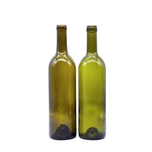 カスタムロゴネモ750ml透明ガラスボルドーワインボトルフラットボトルワイングラスコルク蓋付き
