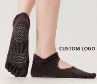 Chaussettes de yoga avec bord élastique antidérapant à cinq doigts, chaussettes de sport pour Pilates
