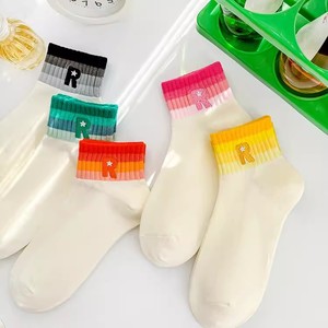 Women Ankle <b>Socks</b> Gradient Color Stripe Breathable Cotton <b>Polyester</b> Casual Low Cut Boat <b>Socks</b> - Product Image 5