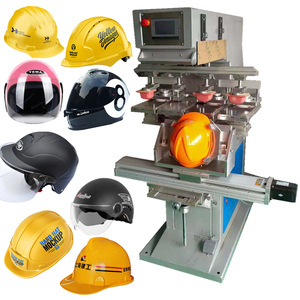 4 Color Safety Helmet Pad Printers Tampo Printer Hard Hat Pad Printing Machine With Shuttle Servo Motor Ink Cup Tray