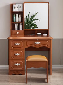 Gran oferta, mesa de maquillaje de tocador tradicional antigua, estante de almacenamiento <span class=keywords><strong>multicapa</strong></span> de madera maciza blanca de 4 cajones para dormitorio o escuela - Product Image 5