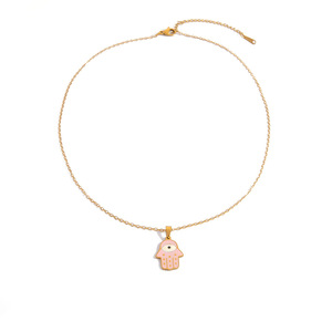 Collar de Acero Inoxidable con Diseño de Ojo Francés, Cadena de Clavícula Chapada en Oro de 18K, Joyería Colgante para Uso Diario - Product Image 5