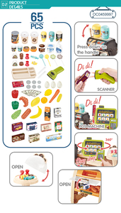 <span class=keywords><strong>Caja</strong></span> <span class=keywords><strong>registradora</strong></span> <span class=keywords><strong>grande</strong></span> <span class=keywords><strong>de</strong></span> lujo para alimentos, 65 unidades, para niños, hogar, tienda <span class=keywords><strong>de</strong></span> supermercado, <span class=keywords><strong>juguete</strong></span> - Product Image 4
