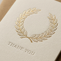 Cartes de remerciement personnalisées de luxe avec couronne de lauriers dorée, cartes d'appréciation haut de gamme pour mariage et banquet, impression personnalisée en gros OEM