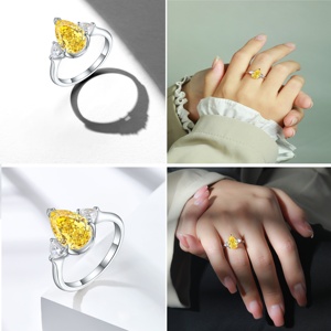 Elegante Anello in Argento Sterling 925 con Zirconia Cubica ad Alto Tenore di Carbonio Taglio Fiore di Ghiaccio Fiammato, Brillante per Feste - Product Image 3