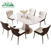 Table à manger extensible rotative de luxe Wayon en pierre frittée, table transformable moderne de ronde à carrée pour petite maison de luxe