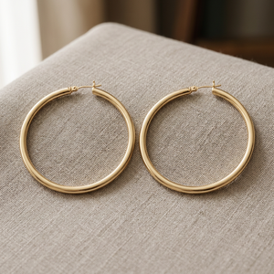 Boucles d'oreilles créoles de mode, boucles d'oreilles créoles personnalisées, boucles d'oreilles créoles de luxe plaquées or, cuivre et laiton, bijoux en or Oro Joyeria - Product Image 4