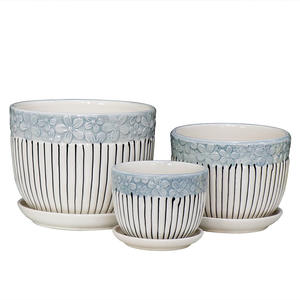 İskandinav saksı yaratıcı sadelik şerit el çizim seramik saksı el yapımı büyük bahçe tencere için <span class=keywords><strong>3</strong></span> adet Set toptan - Product Image 5