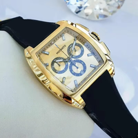 Montre Chronographe à Quartz pour Homme, Boîtier Doré, Cadran Multifonction, Bracelet en Silicone et Métal, Tendance Quotidienne et Soirée