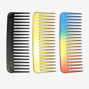 Hot selling wholesale ABS gold dry hair comb wide tooth hair comb custom rainbow gold color manufacturer