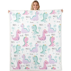 Manta de Franela con Dinosaurios de Dibujos Animados, Manta para Siesta, Cálida y Súper Suave para el Invierno, con Estampado Personalizado - Product Image 3