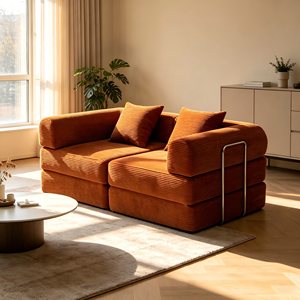 Apartman Kanepe Yatak 2 Kişilik Küçük Krem Rengi Kanepe Yatak Odası Katlanabilir Yüksek Yoğunluklu Sünger Oturma Odası Sıkıştırılmış Kanepe - Product Image 4