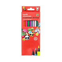 Crayons de couleur en bois noir, 10 pièces, crayons de couleur métalliques à mine solide, design de dessin animé pour enfants, fournitures scolaires, papeterie de dessin