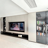 Mueble de TV de pared completo personalizado, gran capacidad de almacenamiento, ecológico y seguro