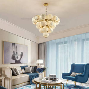 Haricot Magique Français Grand Lustre En Albâtre Cuivre Salon Villa Restaurant Salle À Manger Moderne Suspendus Boule Ronde Lustres - Product Image 2