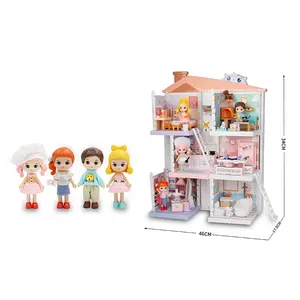 HUADA 2023 Girls DIY Self Assemble Game Product Plastic Pretend Play Doll House Furniture Toys Set for Kids