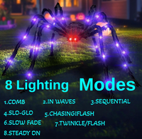 Araña de Peluche Colgante de Halloween con Diseño Luminoso y Telaraña, Decoración Espeluznante para Exteriores, Accesorio Aterrador para Jardín, Patio y Hogar